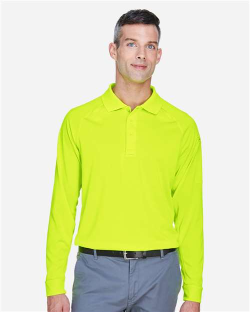 Harriton M211L Men's Advantage Long Sleeve Tactical Polo - Safety Yellow - model front