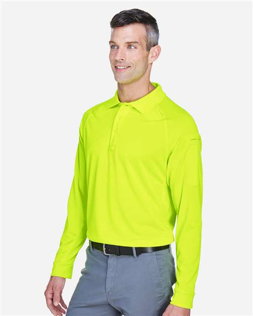 Harriton M211L Men's Advantage Long Sleeve Tactical Polo - Safety Yellow - model side