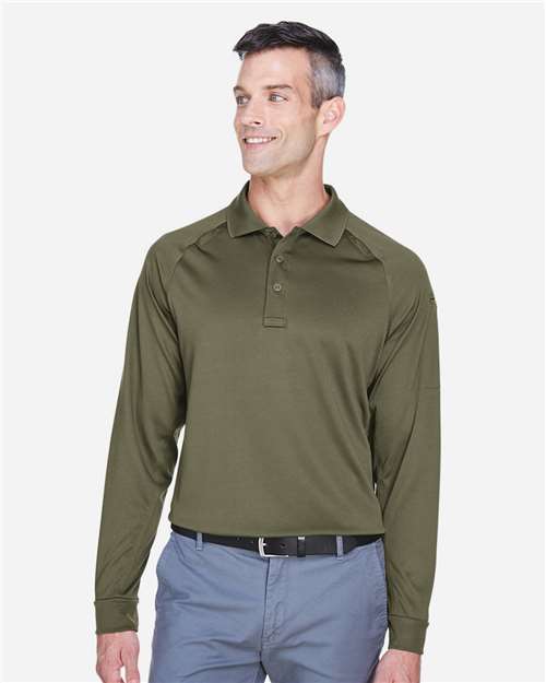 Harriton M211L Men's Advantage Long Sleeve Tactical Polo - Tactical Green - model front