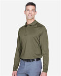 Harriton M211L Men's Advantage Long Sleeve Tactical Polo - Tactical Green - model side