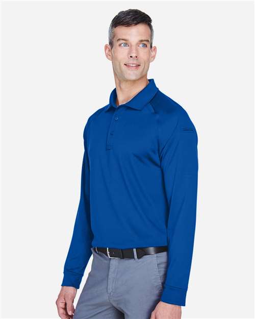 Harriton M211L Men's Advantage Long Sleeve Tactical Polo - True Royal - model side