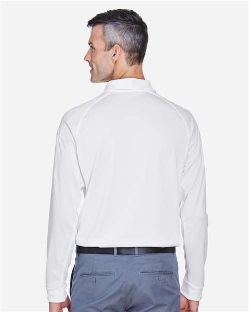 Harriton M211L Men's Advantage Long Sleeve Tactical Polo - White - model back