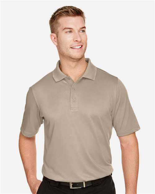 Harriton M348 Men's Advantage Snag Protection Plus Polo - Khaki - model front