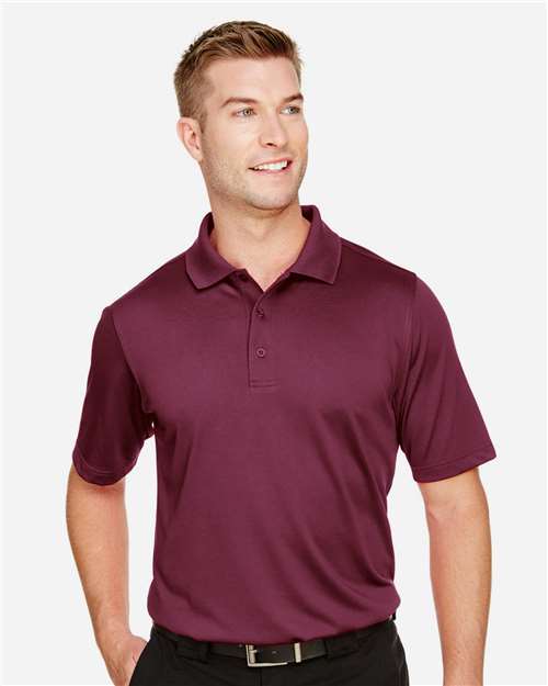 Harriton M348 Men's Advantage Snag Protection Plus Polo - Maroon - model front