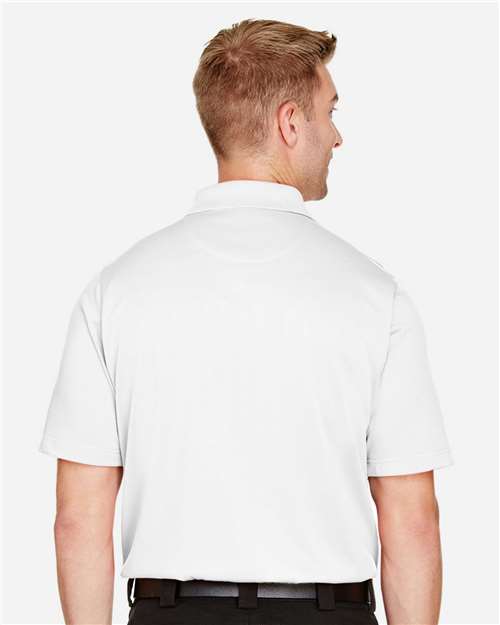 Harriton M348 Men's Advantage Snag Protection Plus Polo - White - model back