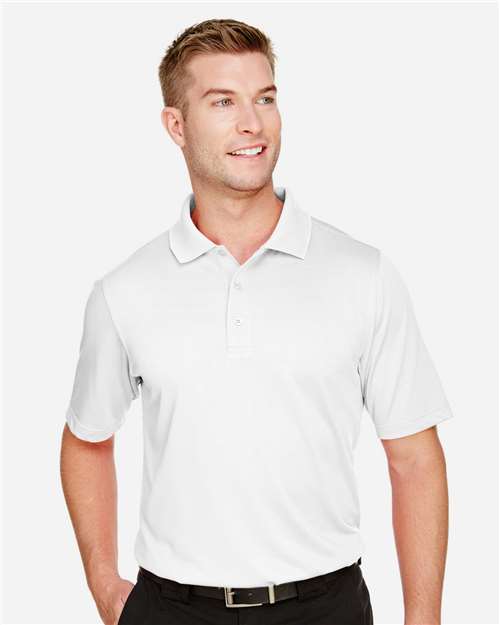 Harriton M348 Men's Advantage Snag Protection Plus Polo - White - model front