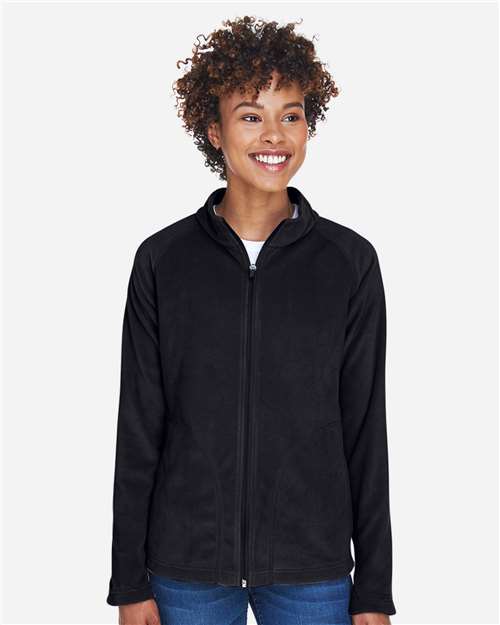 Team 365 TT90W Women's Campus Microfleece Jacket - Black - model front