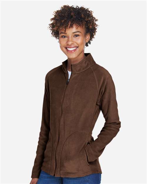 Team 365 TT90W Women's Campus Microfleece Jacket - Sport Dark Brown - model side