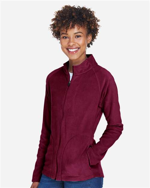 Team 365 TT90W Women's Campus Microfleece Jacket - Sport Maroon - model side