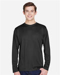 Team 365 TT11L Men's Zone Performance Long Sleeve T-Shirt - Black - model front