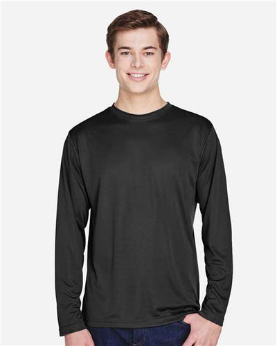Team 365 TT11L Men's Zone Performance Long Sleeve T-Shirt - Black - model front