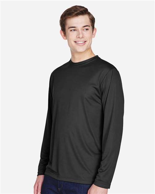 Team 365 TT11L Men's Zone Performance Long Sleeve T-Shirt - Black - model side