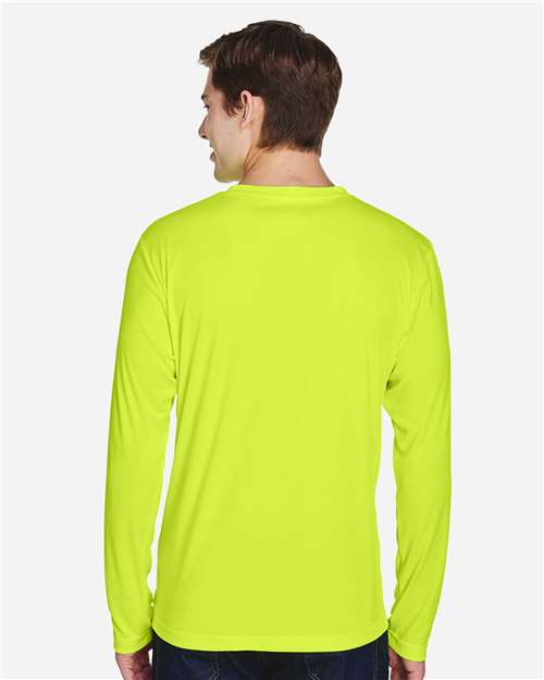 Team 365 TT11L Men's Zone Performance Long Sleeve T-Shirt - Safety Yellow - model back