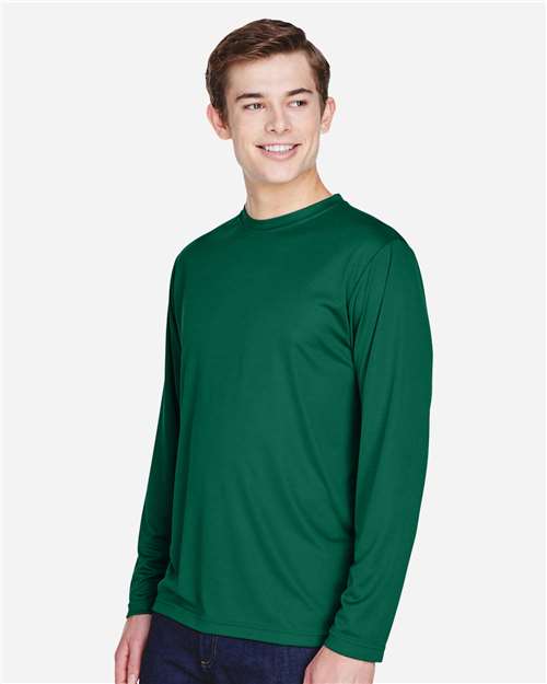 Team 365 TT11L Men's Zone Performance Long Sleeve T-Shirt - Sport Forest - model side