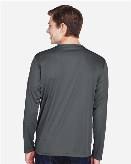 Team 365 TT11L Men's Zone Performance Long Sleeve T-Shirt - Sport Graphite - model back
