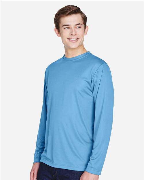 Team 365 TT11L Men's Zone Performance Long Sleeve T-Shirt - Sport Light Blue - model side