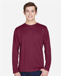 Team 365 TT11L Men's Zone Performance Long Sleeve T-Shirt - Sport Maroon - model front