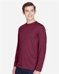 Team 365 TT11L Men's Zone Performance Long Sleeve T-Shirt - Sport Maroon - model side