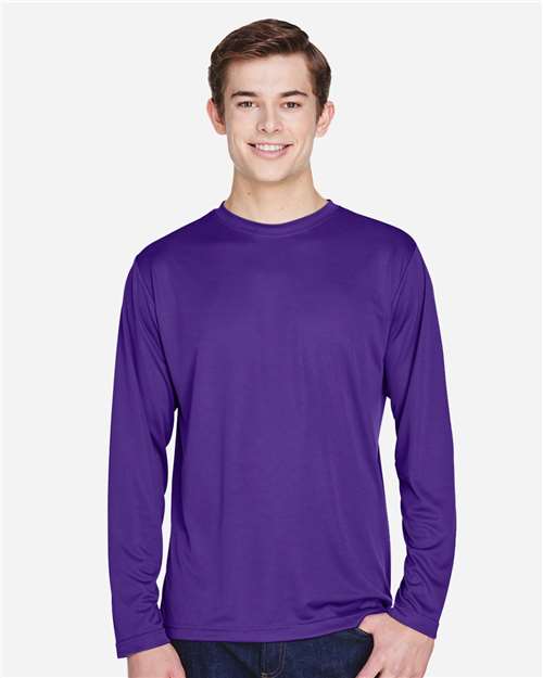 Team 365 TT11L Men's Zone Performance Long Sleeve T-Shirt - Sport Purple - model front