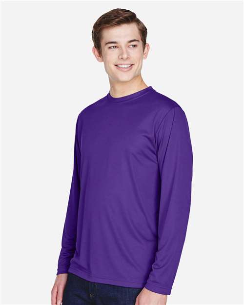 Team 365 TT11L Men's Zone Performance Long Sleeve T-Shirt - Sport Purple - model side
