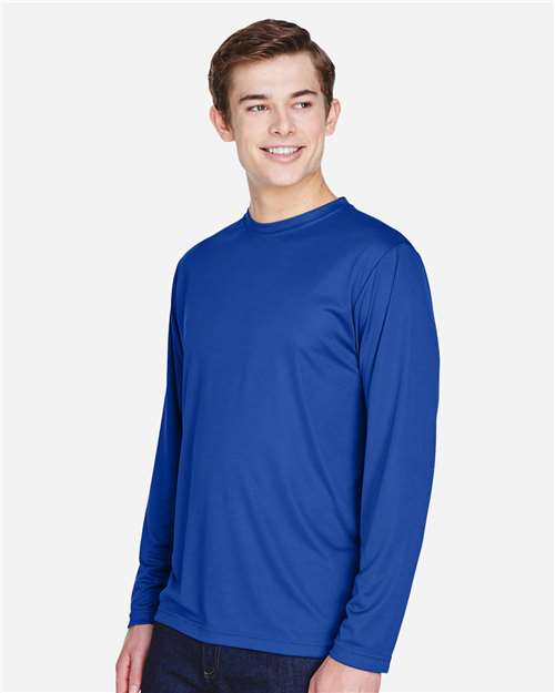 Team 365 TT11L Men's Zone Performance Long Sleeve T-Shirt - Sport Royal - model side