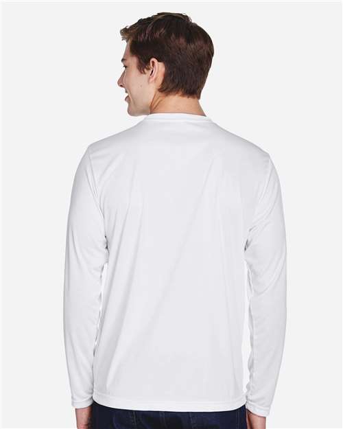Team 365 TT11L Men's Zone Performance Long Sleeve T-Shirt - White - model back