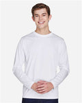 Team 365 TT11L Men's Zone Performance Long Sleeve T-Shirt - White - model front