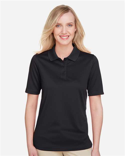 Harriton M348W Women's Advantage Snag Protection Plus Polo - Black - model front