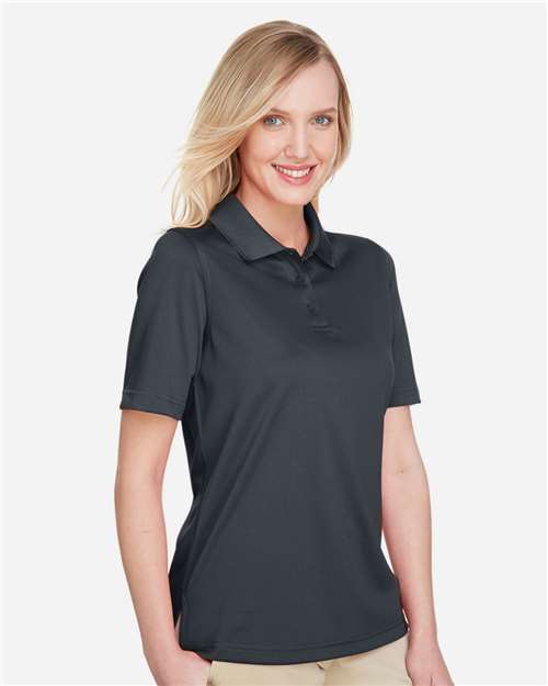 Harriton M348W Women's Advantage Snag Protection Plus Polo - Dark Charcoal - model side