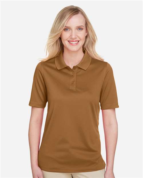 Harriton M348W Women's Advantage Snag Protection Plus Polo - Duck Brown - model front