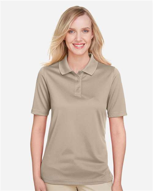 Harriton M348W Women's Advantage Snag Protection Plus Polo - Khaki - model front