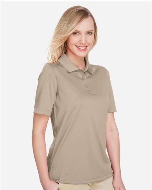 Harriton M348W Women's Advantage Snag Protection Plus Polo - Khaki - model side