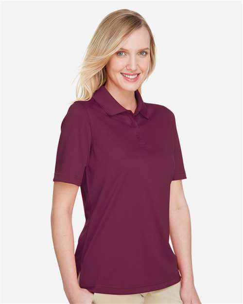 Harriton M348W Women's Advantage Snag Protection Plus Polo - Maroon - model side