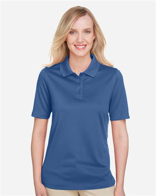 Harriton M348W Women's Advantage Snag Protection Plus Polo - Pool Blue - model front