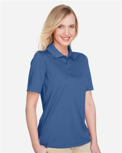 Harriton M348W Women's Advantage Snag Protection Plus Polo - Pool Blue - model side