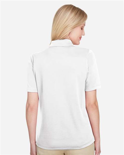 Harriton M348W Women's Advantage Snag Protection Plus Polo - White - model back