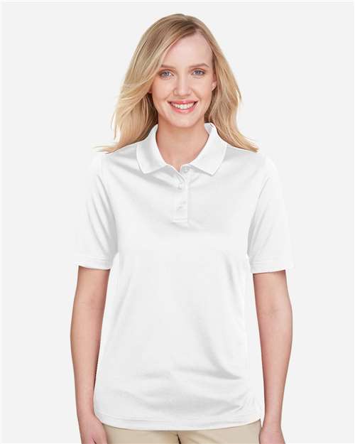 Harriton M348W Women's Advantage Snag Protection Plus Polo - White - model front