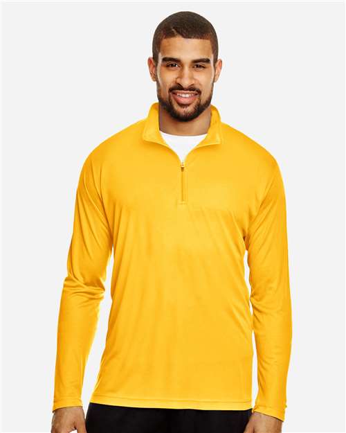 Team 365 TT31 Men's Zone Performance Quarter-Zip Pullover - Sport Athletic Gold - model front