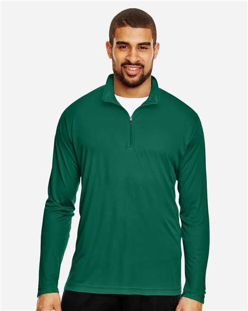 Team 365 TT31 Men's Zone Performance Quarter-Zip Pullover - Sport Forest - model front