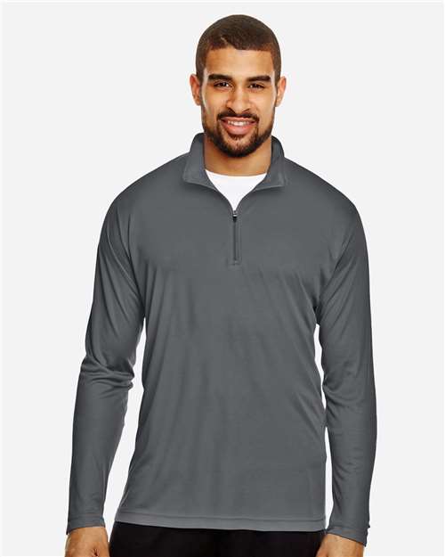 Team 365 TT31 Men's Zone Performance Quarter-Zip Pullover - Sport Graphite - model front