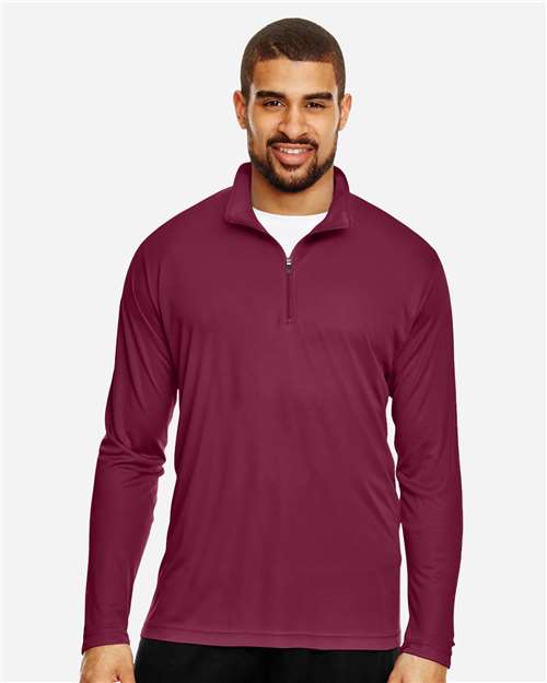 Team 365 TT31 Men's Zone Performance Quarter-Zip Pullover - Sport Maroon - model front