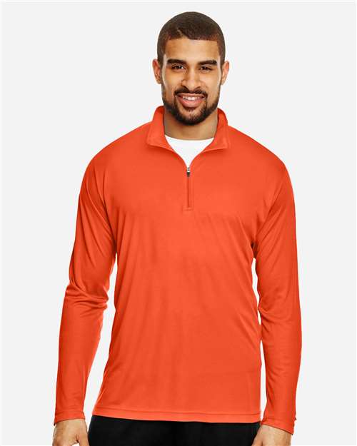 Team 365 TT31 Men's Zone Performance Quarter-Zip Pullover - Sport Orange - model front