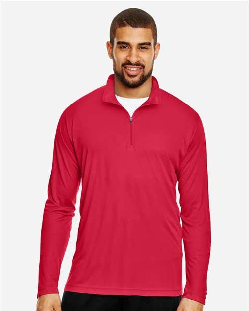 Team 365 TT31 Men's Zone Performance Quarter-Zip Pullover - Sport Red - model front
