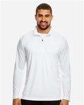 Team 365 TT31 Men's Zone Performance Quarter-Zip Pullover - White - model front