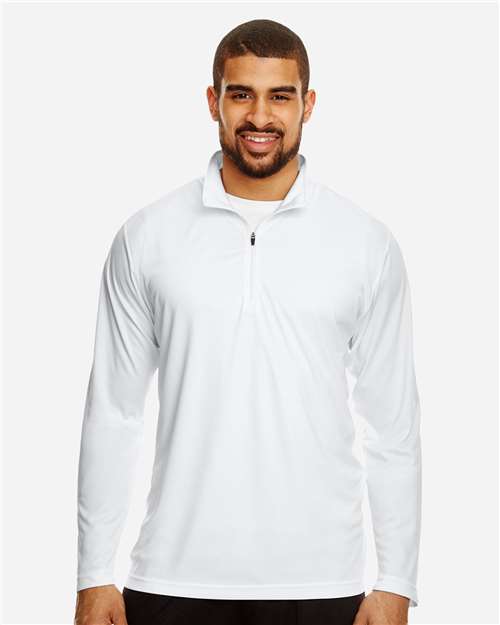 Team 365 TT31 Men's Zone Performance Quarter-Zip Pullover - White - model front