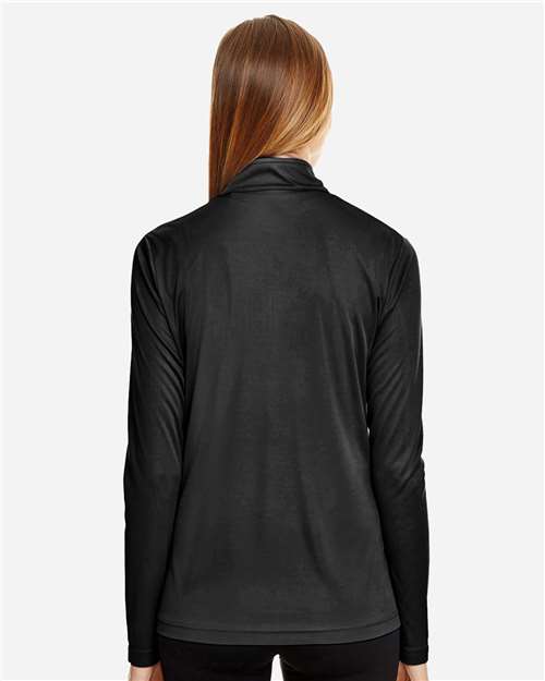 Team 365 TT31W Women's Zone Performance Quarter-Zip Pullover - Black - model back