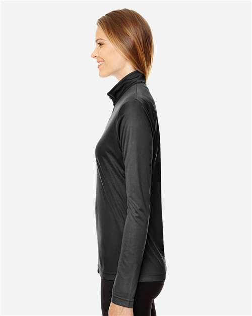 Team 365 TT31W Women's Zone Performance Quarter-Zip Pullover - Black - model side