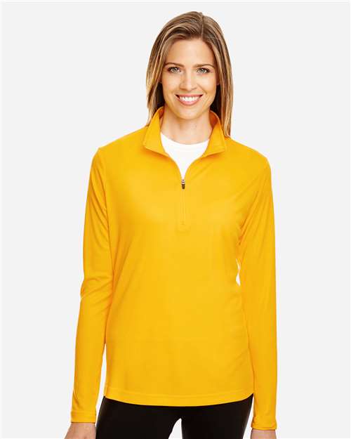 Team 365 TT31W Women's Zone Performance Quarter-Zip Pullover - Sport Athletic Gold - model front