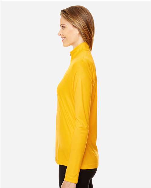 Team 365 TT31W Women's Zone Performance Quarter-Zip Pullover - Sport Athletic Gold - model side