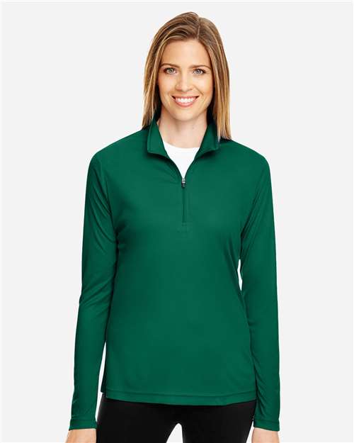 Team 365 TT31W Women's Zone Performance Quarter-Zip Pullover - Sport Forest - model front